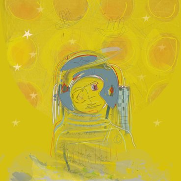 Astronaut_Space_galleri_Giclée tryk_Kunsttryk_kunst_yellow