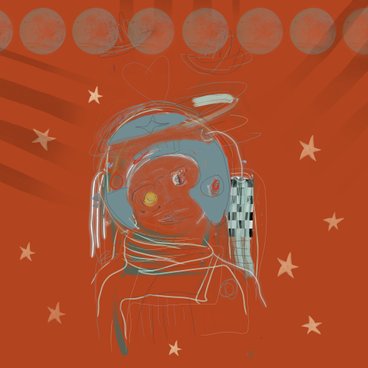 Astronaut_Space_galleri_Giclée tryk_Kunsttryk_kunst_red_rød