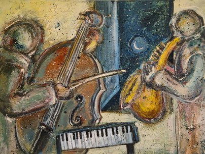 orkester musik maleri kunst jazz galleri grenen kunstmuseum udstilling art  anne marie johansen, painting