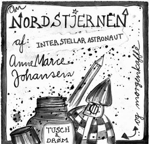 Illustrator Anne Marie Johansen Om Nordstjernen lille tegnet sort/hvid bog og stjerner